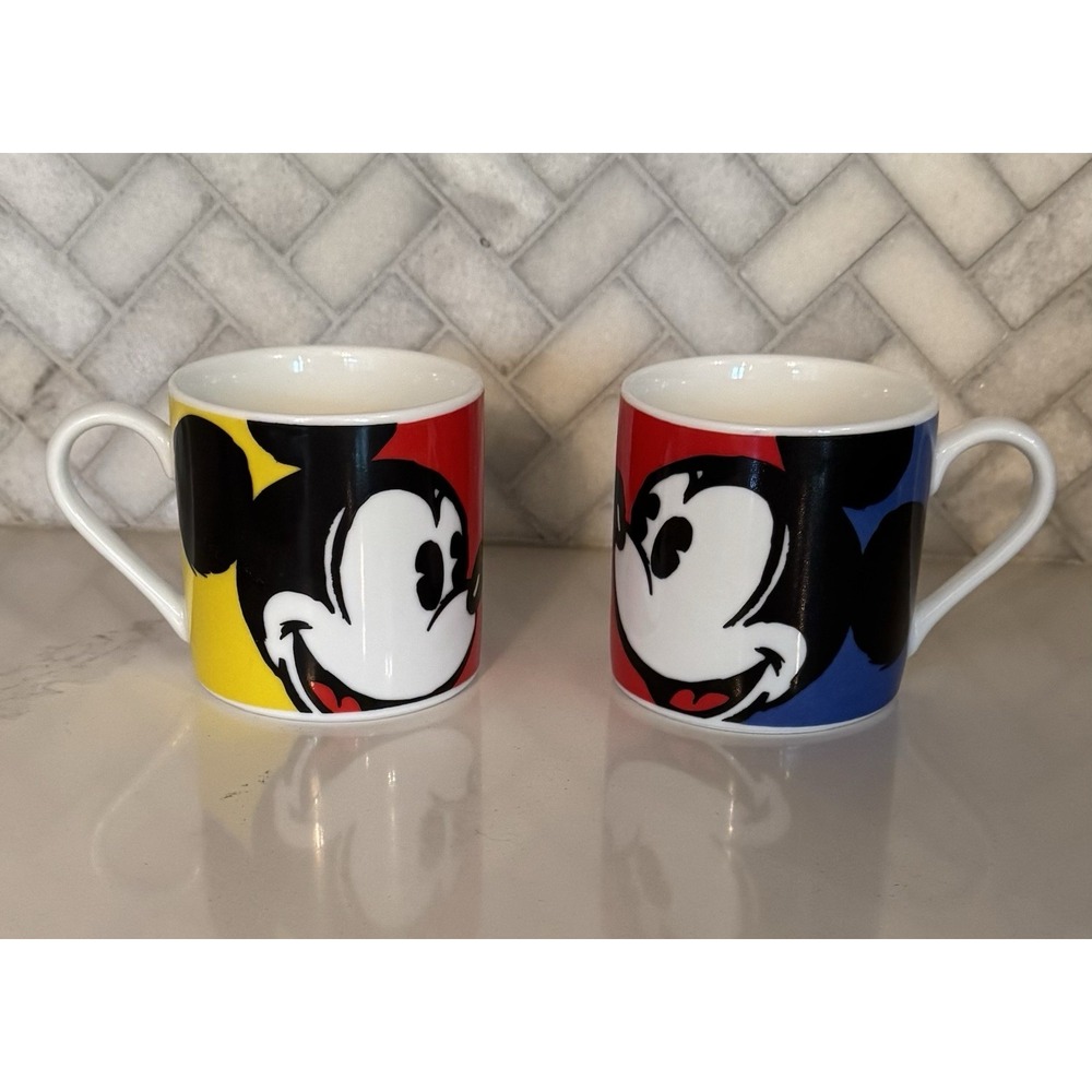 Two Disney‎ Gourmet Mickey Mouse Coffee Mugs Cups EUC Colorful